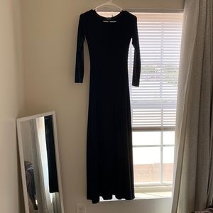 Lulu’s Long Sleeve Black Bodycon Maxi Dress with Side Slit